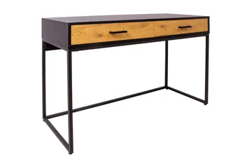 Nauerna Skrivebord 120 cm med Opbevaring 2 Skuffer - Egefarvet/Sort - Møbler - Borde - Kontorbord - Skrivebord