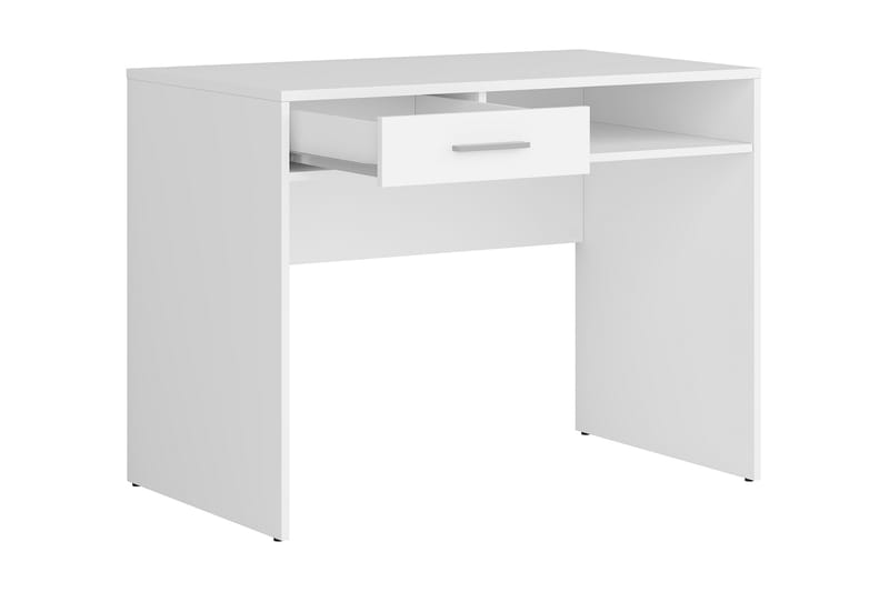 Nepo Plus Computerbord 100 cm med Opbevaring Skuffe + Hylde - Hvid - Skrivebord