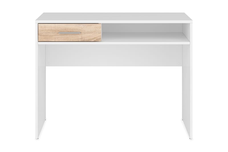 Nepo Plus Computerbord 100 cm med Opbevaring Skuffe + Hylde - Hvid/Natur - Skrivebord