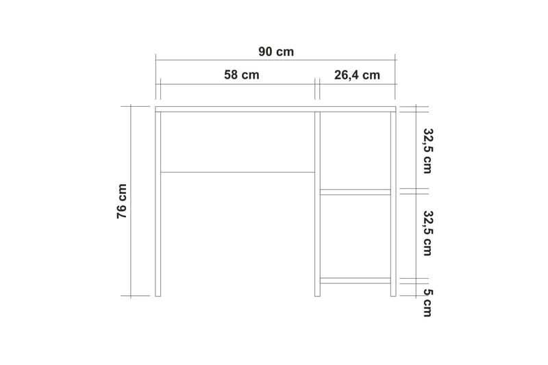 Nerlamane Skrivebord 90 cm med Opbevaring Skab - Hvid - Skrivebord