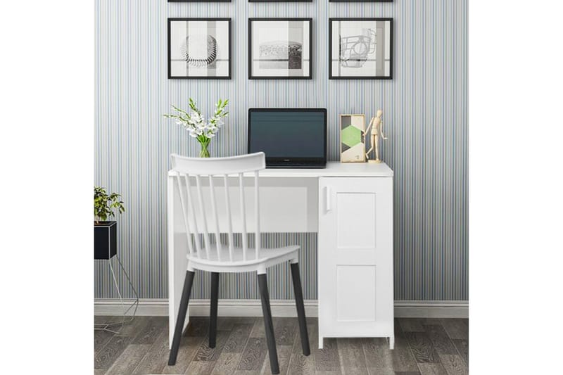 Nerlamane Skrivebord 90 cm med Opbevaring Skab - Hvid - Møbler - Borde - Kontorbord - Skrivebord
