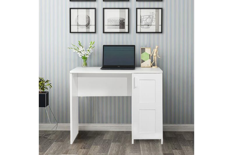 Nerlamane Skrivebord 90 cm med Opbevaring Skab - Hvid - Møbler - Borde - Kontorbord - Skrivebord