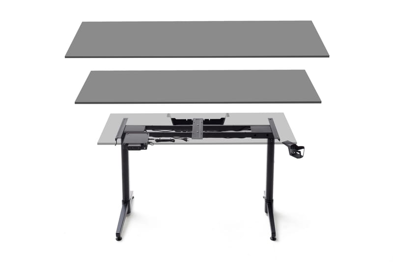 Nonya 7 Gaming Skrivebord 140 cm Hæve/Sænke T-ramme - Sort - hæve-sænke-bord - Skrivebord - Computerbord