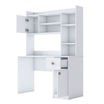 Skrivebord og bogreol Wallxpert Dara (120 x 166 x 50 cm) Hvid - Hvid - Møbler - Borde - Kontorbord - Skrivebord