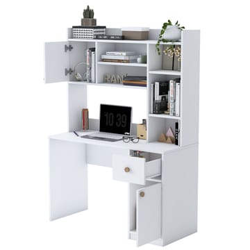 Skrivebord og bogreol Wallxpert Dara (120 x 166 x 50 cm) Hvid - Hvid - Møbler - Borde - Kontorbord - Skrivebord
