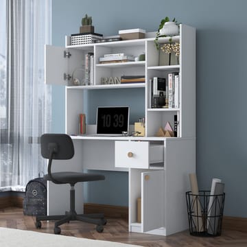 Skrivebord og bogreol Wallxpert Dara (120 x 166 x 50 cm) Hvid - Hvid - Møbler - Borde - Kontorbord - Skrivebord