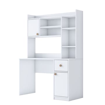 Skrivebord og bogreol Wallxpert Dara (120 x 166 x 50 cm) Hvid - Hvid - Møbler - Borde - Kontorbord - Skrivebord