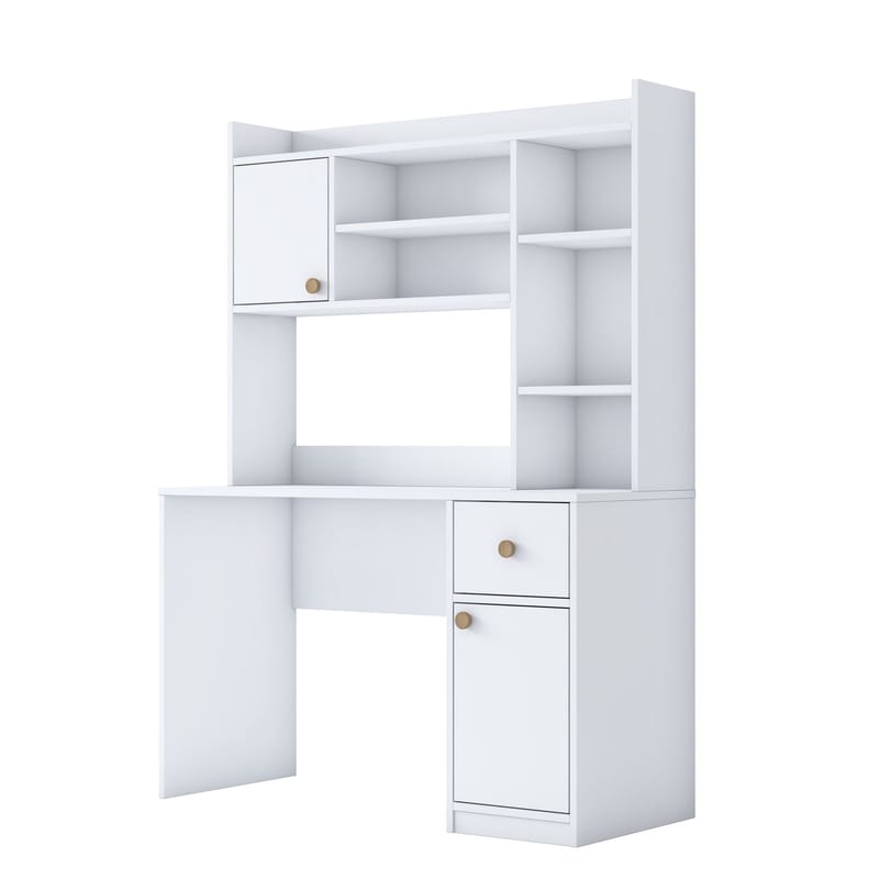 Skrivebord og bogreol Wallxpert Dara (120 x 166 x 50 cm) Hvid - Hvid - Møbler - Borde - Kontorbord - Skrivebord