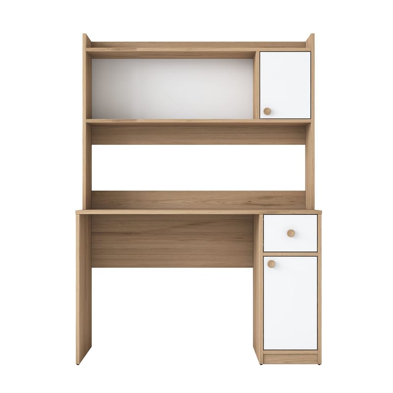 Skrivebord og bogreol Wallxpert Dara (120 x 166 x 50 cm) Valnød Hvid - Valnød og hvid - Møbler - Borde - Kontorbord - Skrivebord