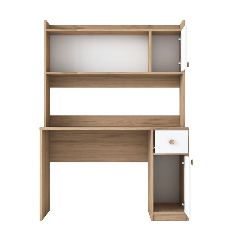 Skrivebord og bogreol Wallxpert Dara (120 x 166 x 50 cm) Valnød Hvid - Valnød og hvid - Møbler - Borde - Kontorbord - Skrivebord