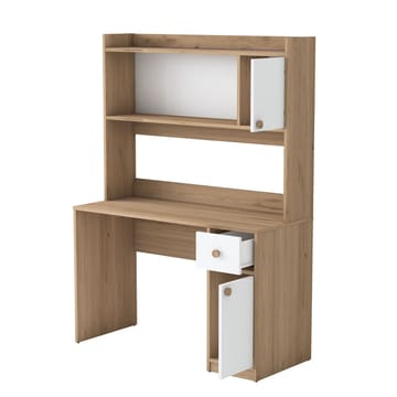 Skrivebord og bogreol Wallxpert Dara (120 x 166 x 50 cm) Valnød Hvid - Valnød og hvid - Møbler - Borde - Kontorbord - Skrivebord