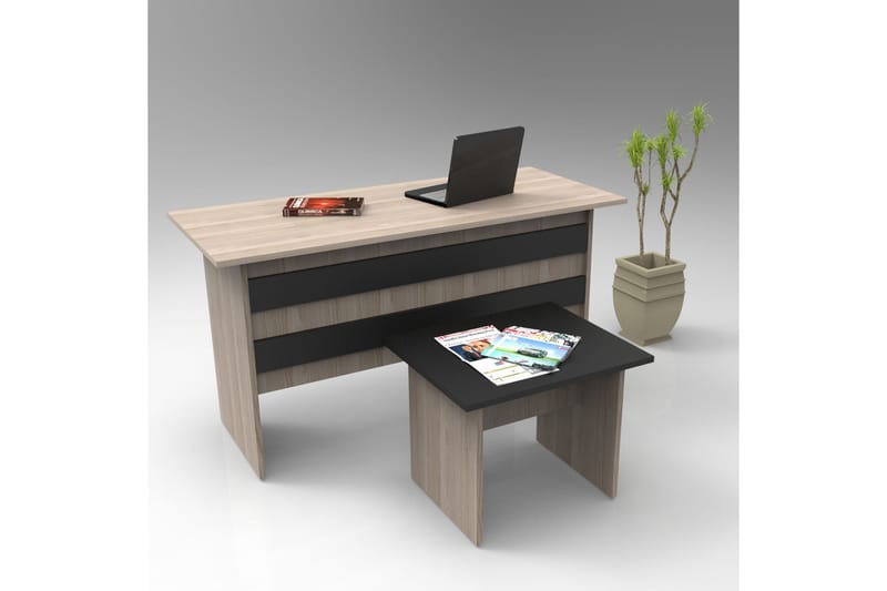 Okani Skrivebord 140 cm med Fodskammel - Natur / sort - Møbler - Borde - Kontorbord - Skrivebord