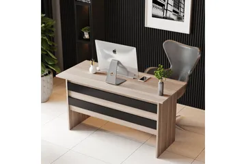Okani Skrivebord 140 cm med Fodskammel - Natur / sort - Møbler - Borde - Kontorbord - Skrivebord