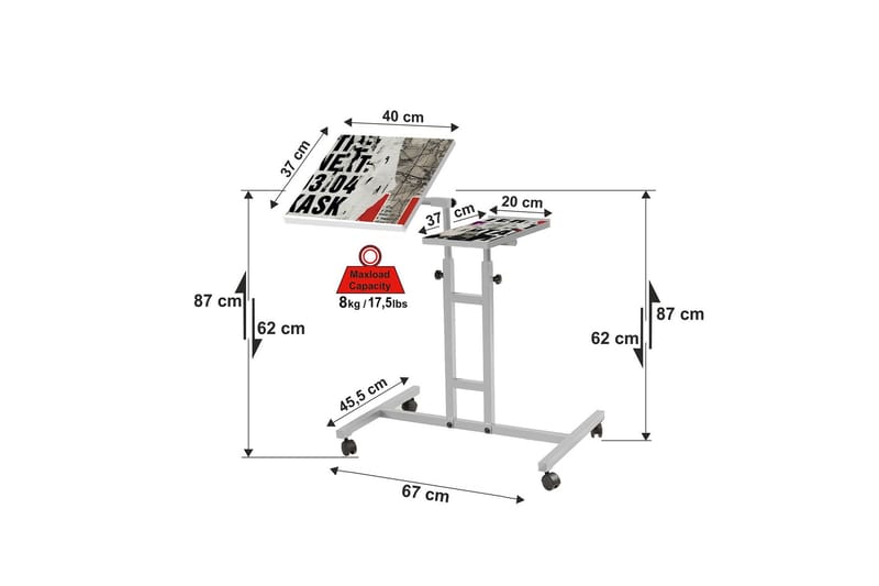 Ollier Ståskrivebord 67 cm - Hvid - Møbler - Borde - Kontorbord - Skrivebord - hæve-sænke-bord