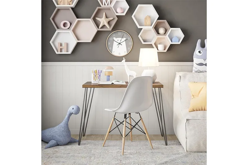 Owen Skrivebord 102 cm Valnøddebrun/Sort - Dorel Home - Møbler - Borde - Kontorbord - Skrivebord