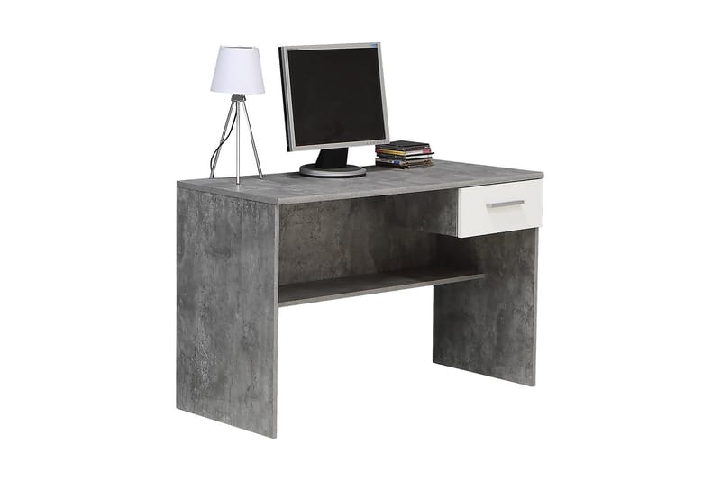 Paesley Skrivebord 110 cm med Opbevaring Skuffe - Grå/Hvid - Skrivebord