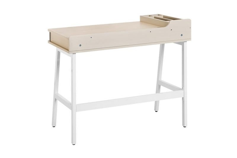 Paramaribo Skrivebord 100 cm med Opbevaring - Hvid/Lysebrun - Skrivebord