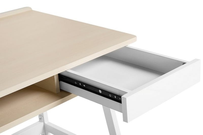 Paramaribo Skrivebord 100 cm med Opbevaring - Hvid/Lysebrun - Skrivebord