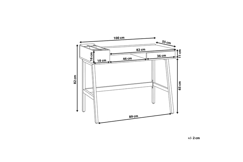 Paramaribo Skrivebord 100 cm med Opbevaring - Hvid/Lysebrun - Skrivebord