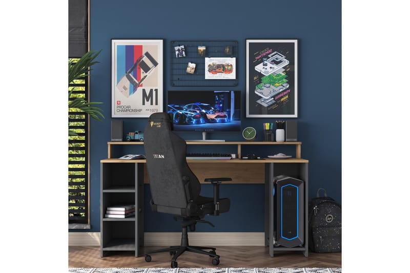 Parsant Skrivebord 160 cm - Valnød finér/Antracit - Møbler - Borde - Kontorbord - Skrivebord