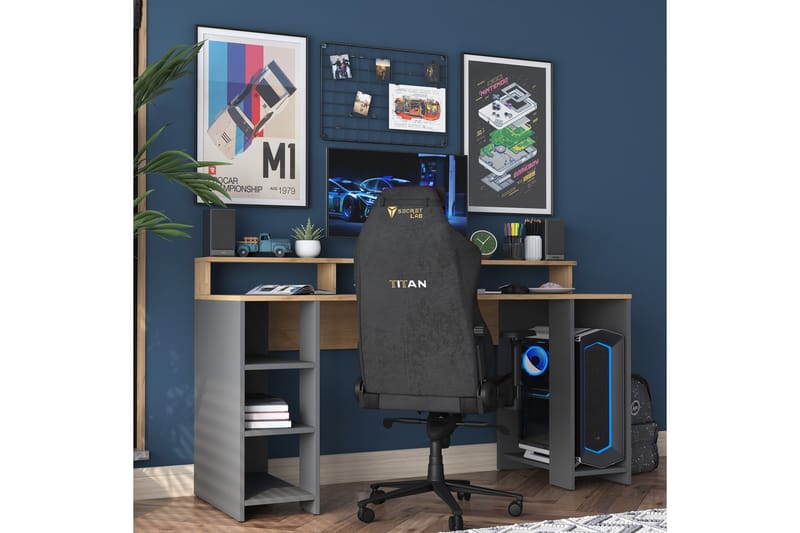 Parsant Skrivebord 160 cm - Valnød finér/Antracit - Møbler - Borde - Kontorbord - Skrivebord