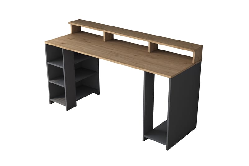 Parsant Skrivebord 160 cm - Valnød finér/Antracit - Skrivebord