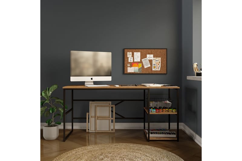 Parythe Skrivebord 160x75x160 cm med opbevaring - Grøn - Møbler - Borde - Kontorbord - Skrivebord