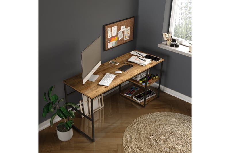 Parythe Skrivebord 160x75x160 cm med opbevaring - Grøn - Møbler - Borde - Kontorbord - Skrivebord