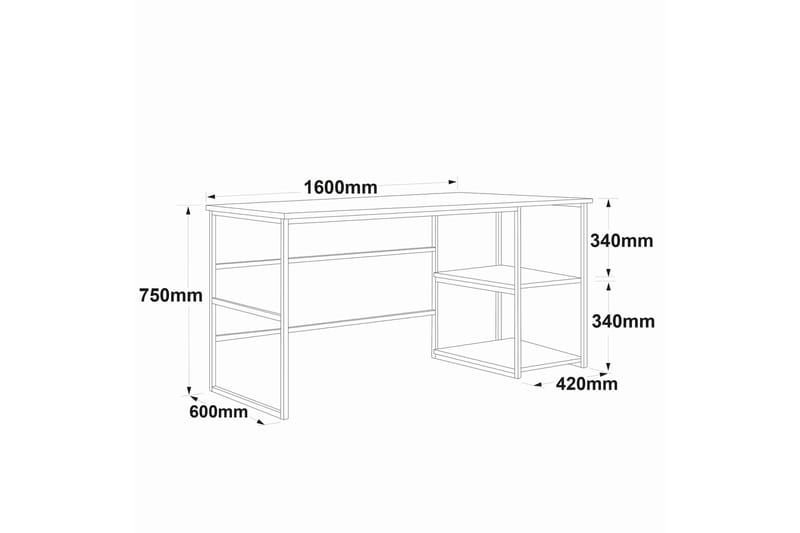 Parythe Skrivebord 160x75x160 cm med opbevaring - Grøn - Skrivebord