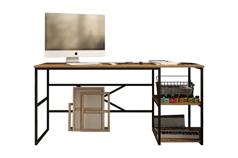 Parythe Skrivebord 160x75x160 cm med opbevaring - Grøn - Skrivebord