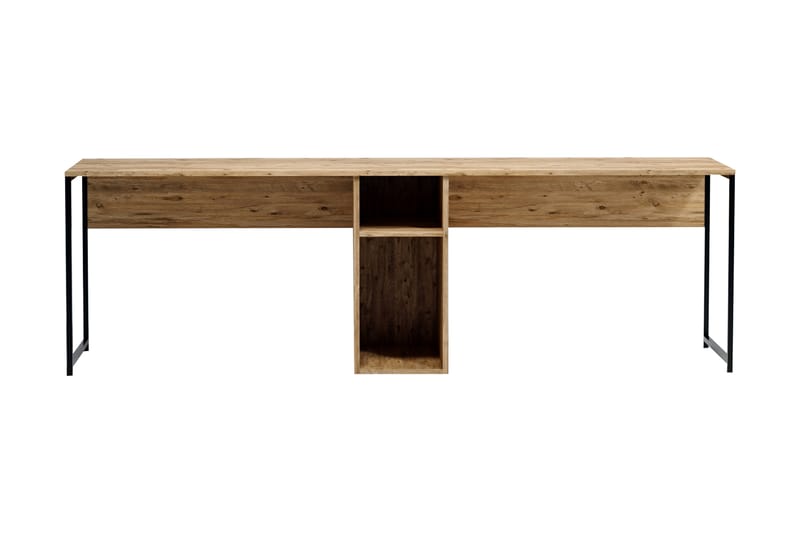 Pellafol Skrivebord 140 cm med Opbevaring Hylder - Natur/Sort - Møbler - Borde - Kontorbord - Skrivebord