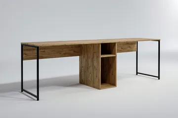 Pellafol Skrivebord 140 cm med Opbevaring Hylder - Natur/Sort - Møbler - Borde - Kontorbord - Skrivebord