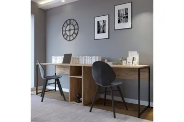 Pellafol Skrivebord 140 cm med Opbevaring Hylder - Natur/Sort - Møbler - Borde - Kontorbord - Skrivebord