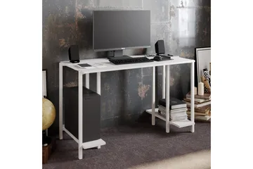 Pinnarp Skrivebord 125 cm med Opbevaring 2 Hylder - Hvid - Møbler - Borde - Kontorbord - Skrivebord