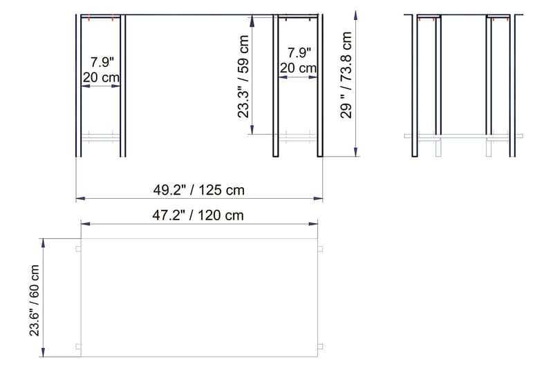 Pinnarp Skrivebord 125 cm med Opbevaring 2 Hylder Marmormøns - Hvid - Skrivebord