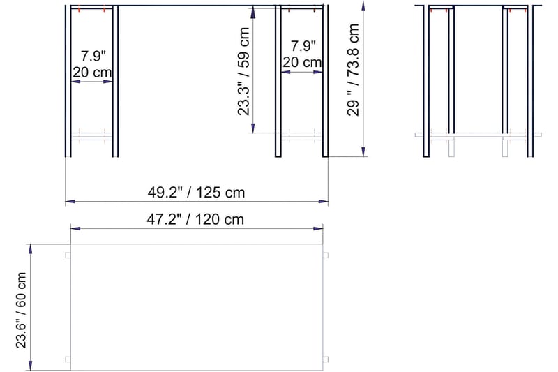 Pinnarp Skrivebord 125 cm med Opbevaring 2 Hylder - Natur/Sort - Møbler - Borde - Kontorbord - Skrivebord
