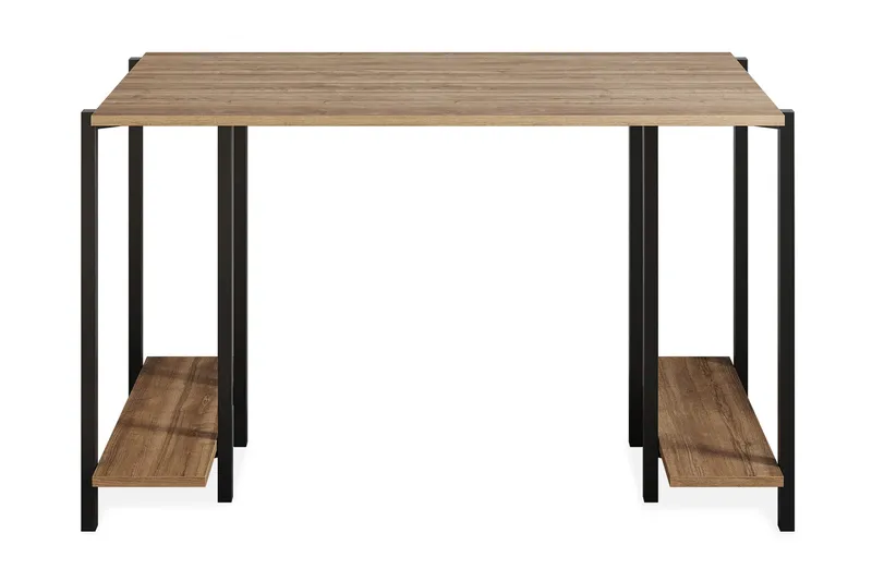 Pinnarp Skrivebord 125 cm med Opbevaring 2 Hylder, Natur/Sort