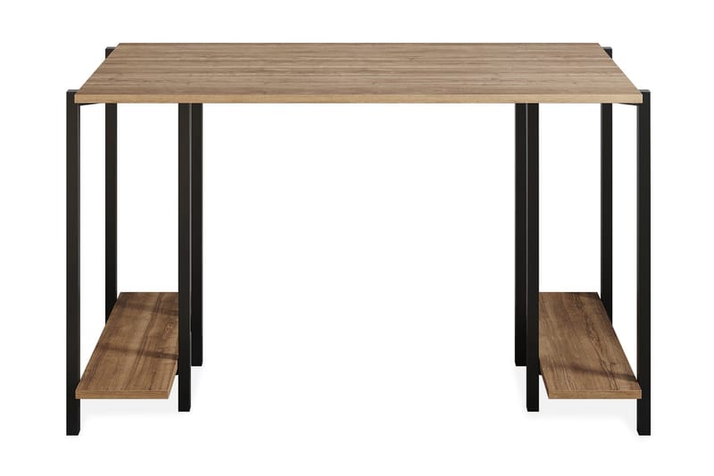 Pinnarp Skrivebord 125 cm med Opbevaring 2 Hylder - Natur/Sort - Møbler - Borde - Kontorbord - Skrivebord