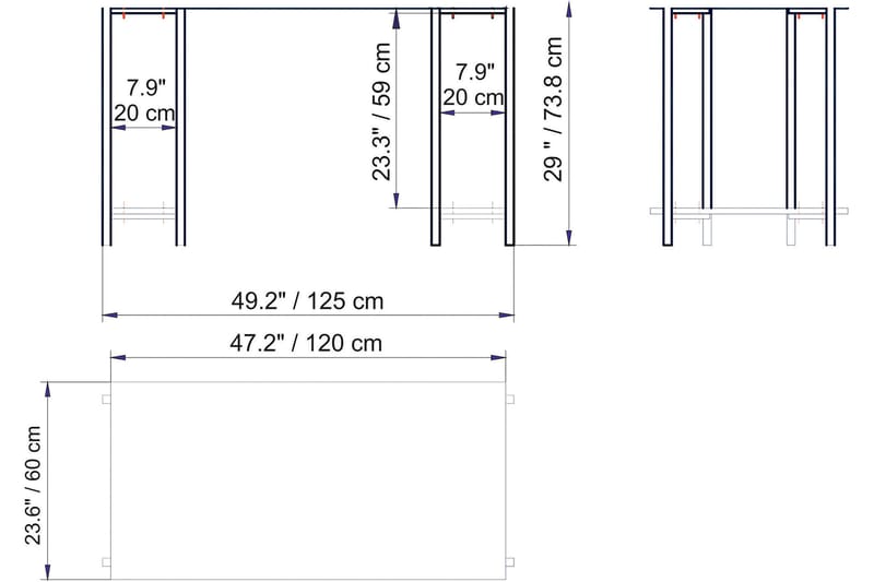 Pinnarp Skrivebord 125 cm med Opbevaring 2 Hylder - Natur/Sort - Møbler - Borde - Kontorbord - Skrivebord