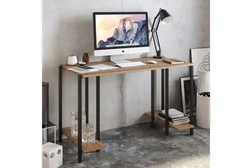 Pinnarp Skrivebord 125 cm med Opbevaring 2 Hylder - Natur/Sort - Møbler - Borde - Kontorbord - Skrivebord