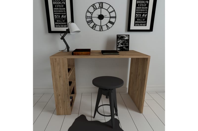Postlethwaite Skrivebord 90 cm med Opbevaring Hylder - Valnøddebrun - Møbler - Borde - Kontorbord - Skrivebord