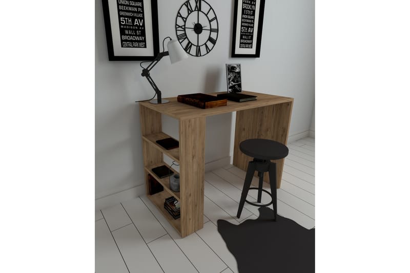 Postlethwaite Skrivebord 90 cm med Opbevaring Hylder - Valnøddebrun - Møbler - Borde - Kontorbord - Skrivebord