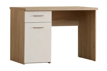 Priesmeyer Skrivebord 110 cm med Opbevaring Skuffe + Skab - Brun/Hvid - Møbler - Borde - Kontorbord - Skrivebord