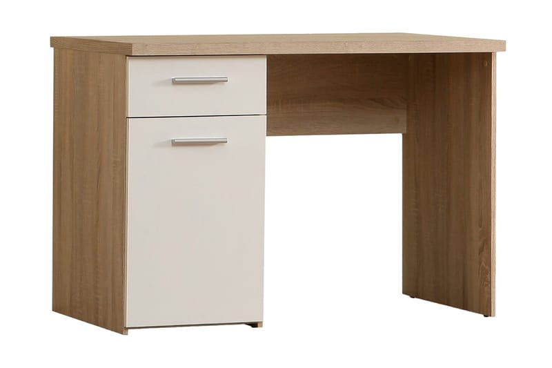 Priesmeyer Skrivebord 110 cm med Opbevaring Skuffe + Skab - Brun/Hvid - Møbler - Borde - Kontorbord - Skrivebord