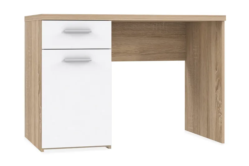 Priesmeyer Skrivebord 110 cm med Opbevaring Skuffe + Skab, Brun/Hvid