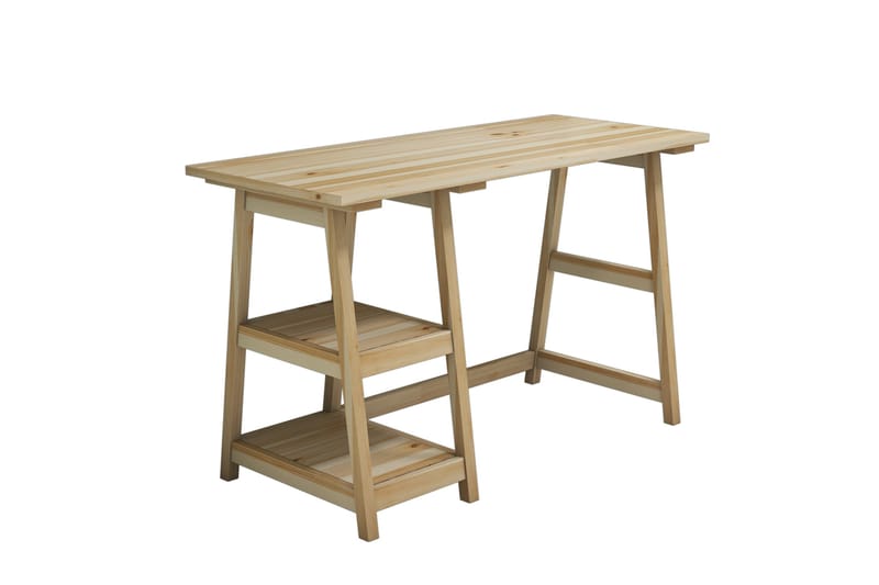 Puqa Design Skrivebord 120 cm med Opbevaring 2 Hylder - Lyst Træ - Møbler - Borde - Kontorbord - Skrivebord