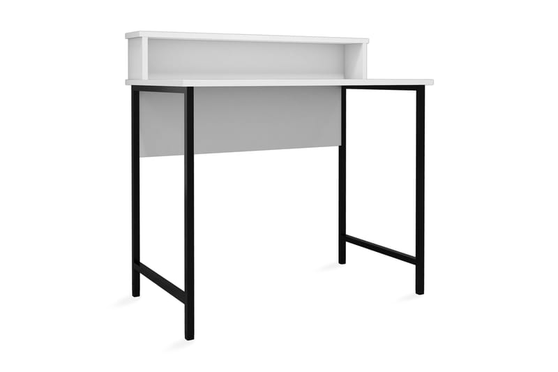 Puqa Design Skrivebord 90 cm med Opbevaring Hylde - Hvid/Sort - Skrivebord