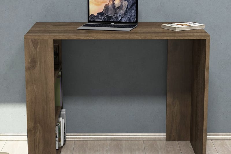 Puqa Design Skrivebord 90 cm med Opbevaring Hylder - Valnøddebrun - Møbler - Borde - Kontorbord - Skrivebord