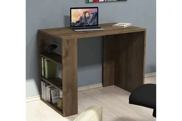 Puqa Design Skrivebord 90 cm med Opbevaring Hylder - Valnøddebrun - Møbler - Borde - Kontorbord - Skrivebord