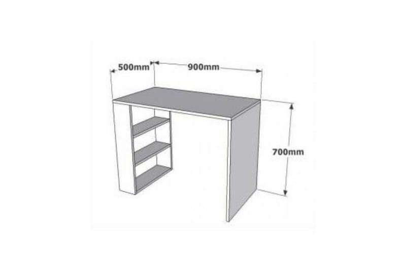 Puqa Design Skrivebord 90 cm med Opbevaring Hylder - Valnøddebrun - Skrivebord